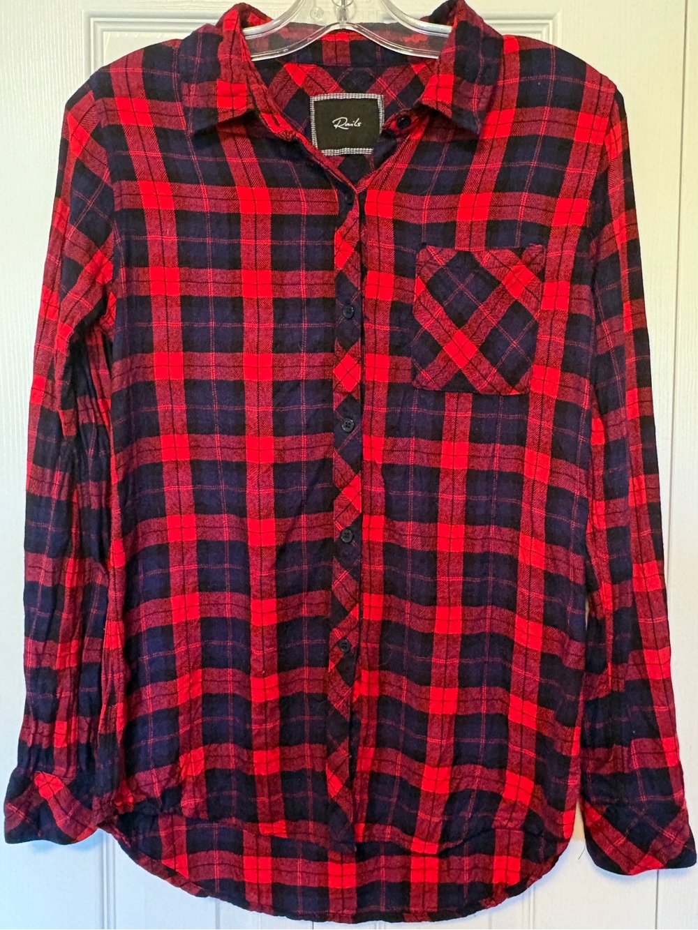 Rails "Hunter" Plaid Button Down Shirt Blouse Red Navy Blue Small Medium S M